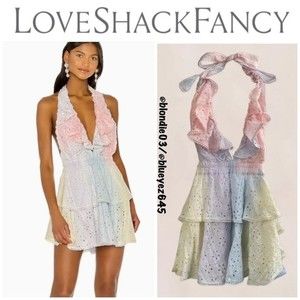 LoveShackFancy “Carlisle” tie dye halter dress M NWT
